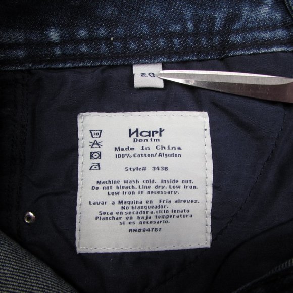 Hart Denim Mini Jean Shorts Size 28 Acid Wash High Rise Floral Lace Overlay Raw - Picture 4 of 7